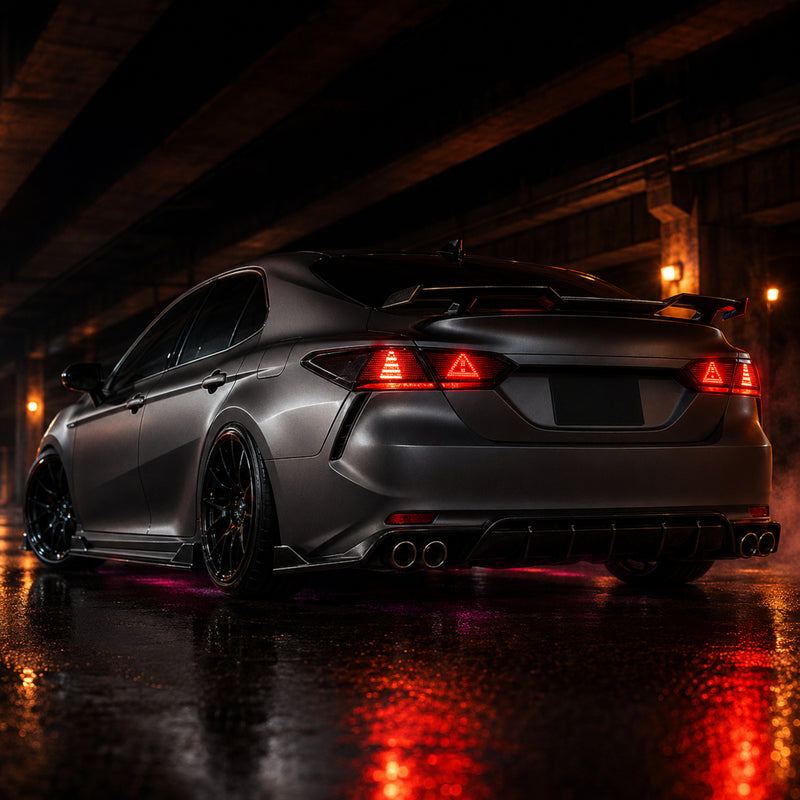 2018-2024 Toyota Camry 8th Gen Sequential LED Tail Lights — digital RGB red brake08 - T-CAM18-HL-SDG