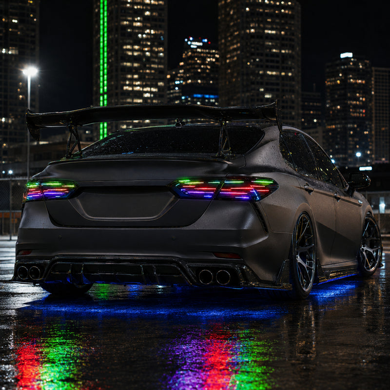 2018-2024 Toyota Camry 8th Gen Sequential LED Tail Lights — digital RGB social night09 - T-CAM18-HL-SDG