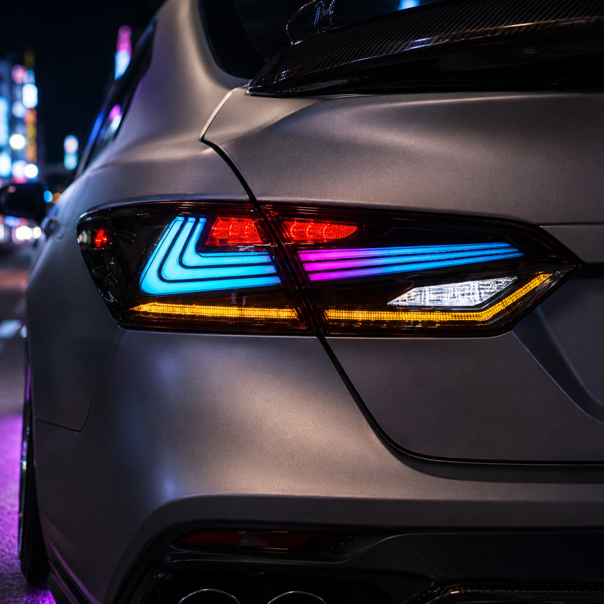 2018-2024 Toyota Camry 8th Gen Sequential LED Tail Lights — RGB close up - T-CAM18-HL-SRGB