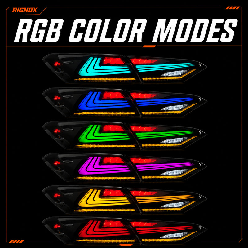 2018-2024 Toyota Camry 8th Gen Sequential LED Tail Lights — RGB function - T-CAM18-HL-SRGB