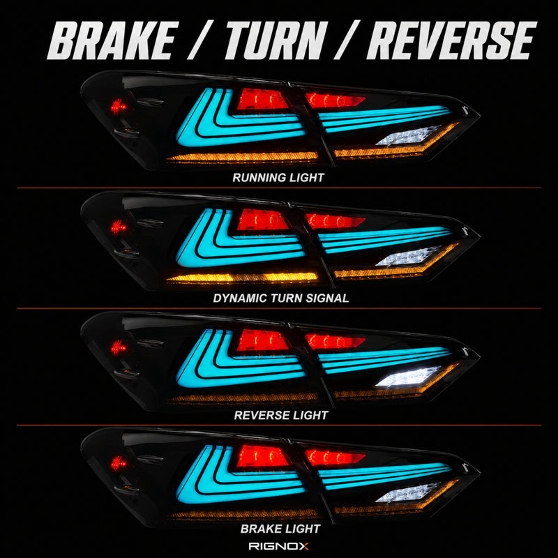 2018-2024 Toyota Camry 8th Gen Sequential LED Tail Lights — RGB function - T-CAM18-HL-SRGB