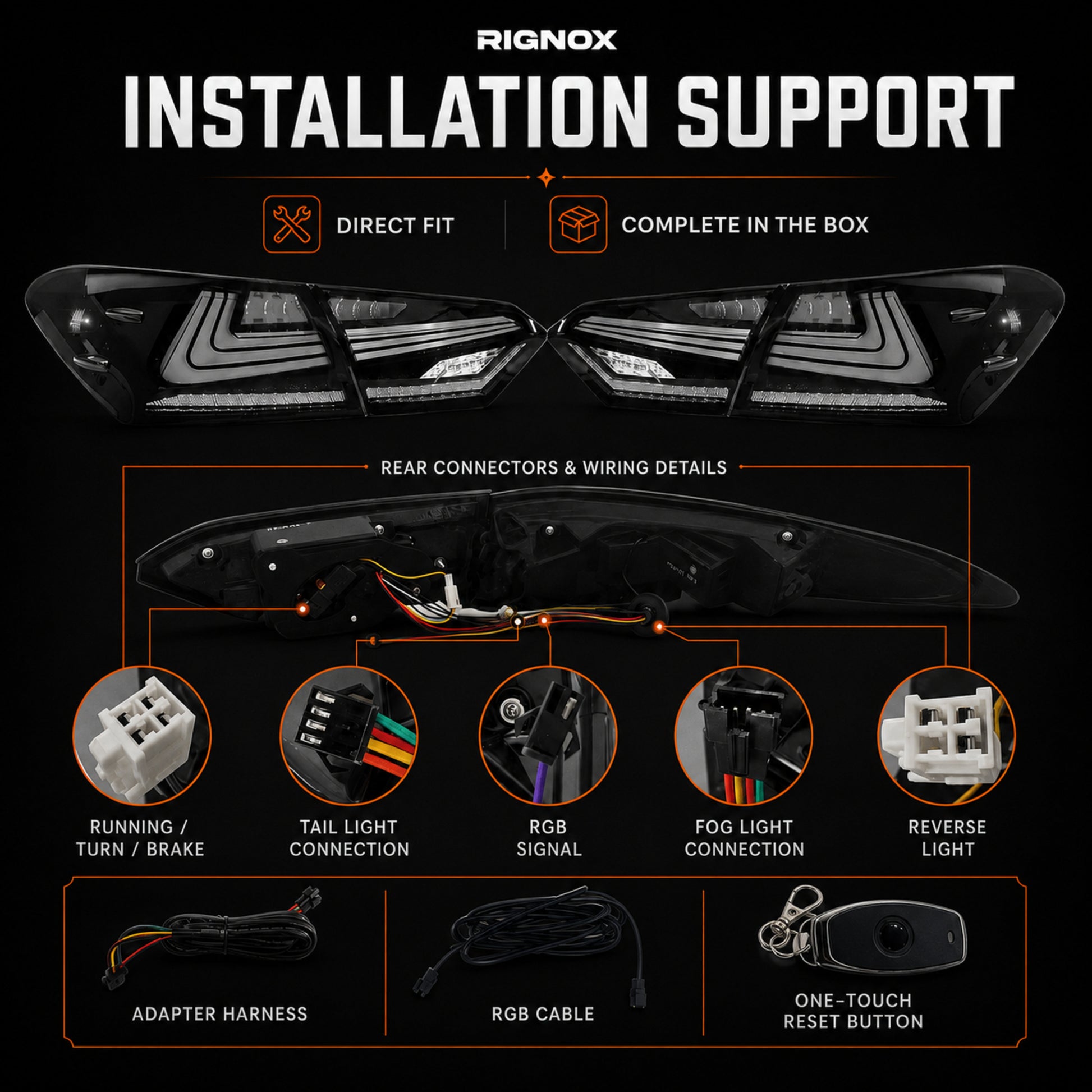 2018-2024 Toyota Camry 8th Gen Sequential LED Tail Lights — RGB installation - T-CAM18-HL-SRGB