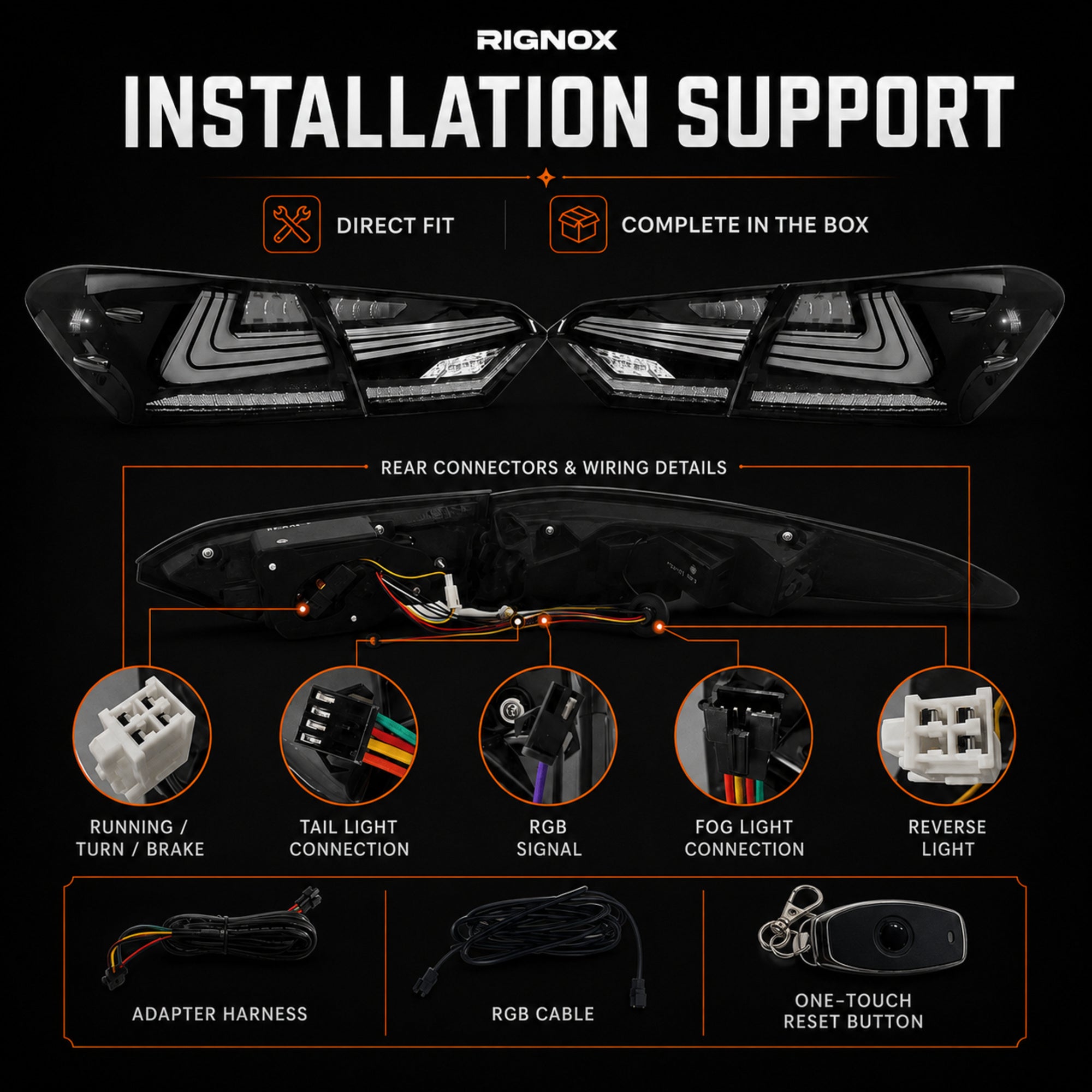 2018-2024 Toyota Camry 8th Gen Sequential LED Tail Lights — RGB installation - T-CAM18-HL-SRGB