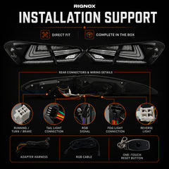 2018-2024 Toyota Camry 8th Gen Sequential LED Tail Lights — RGB installation - T-CAM18-HL-SRGB