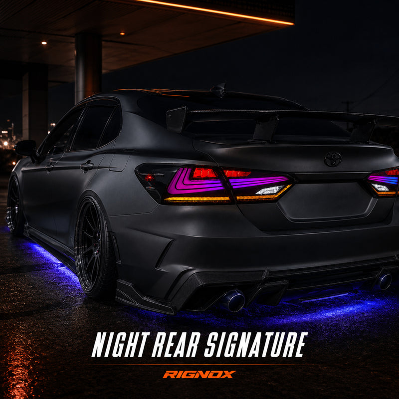 2018-2024 Toyota Camry 8th Gen Sequential LED Tail Lights — RGB night rear signature - T-CAM18-HL-SRGB