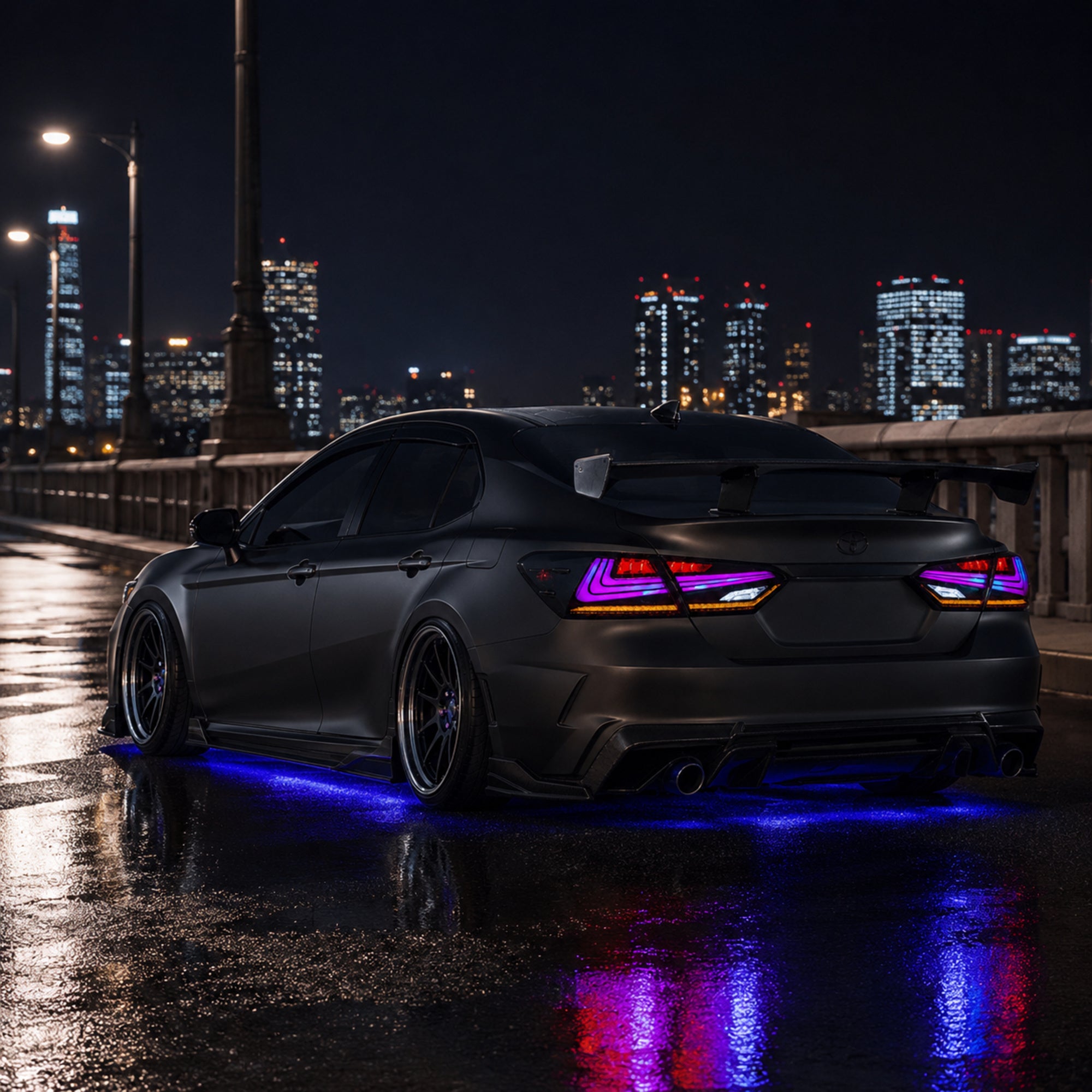 2018-2024 Toyota Camry 8th Gen Sequential LED Tail Lights — RGB social night shot - T-CAM18-HL-SRGB