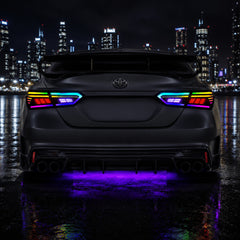 2018-2024 Toyota Camry 8th Gen Sequential LED Tail Lights — rectilinear RGB night rear signature - T-CAM18-RC-SRGB