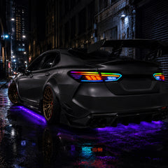 2018-2024 Toyota Camry 8th Gen Sequential LED Tail Lights — rectilinear RGB rgbred blue - T-CAM18-RC-SRGB
