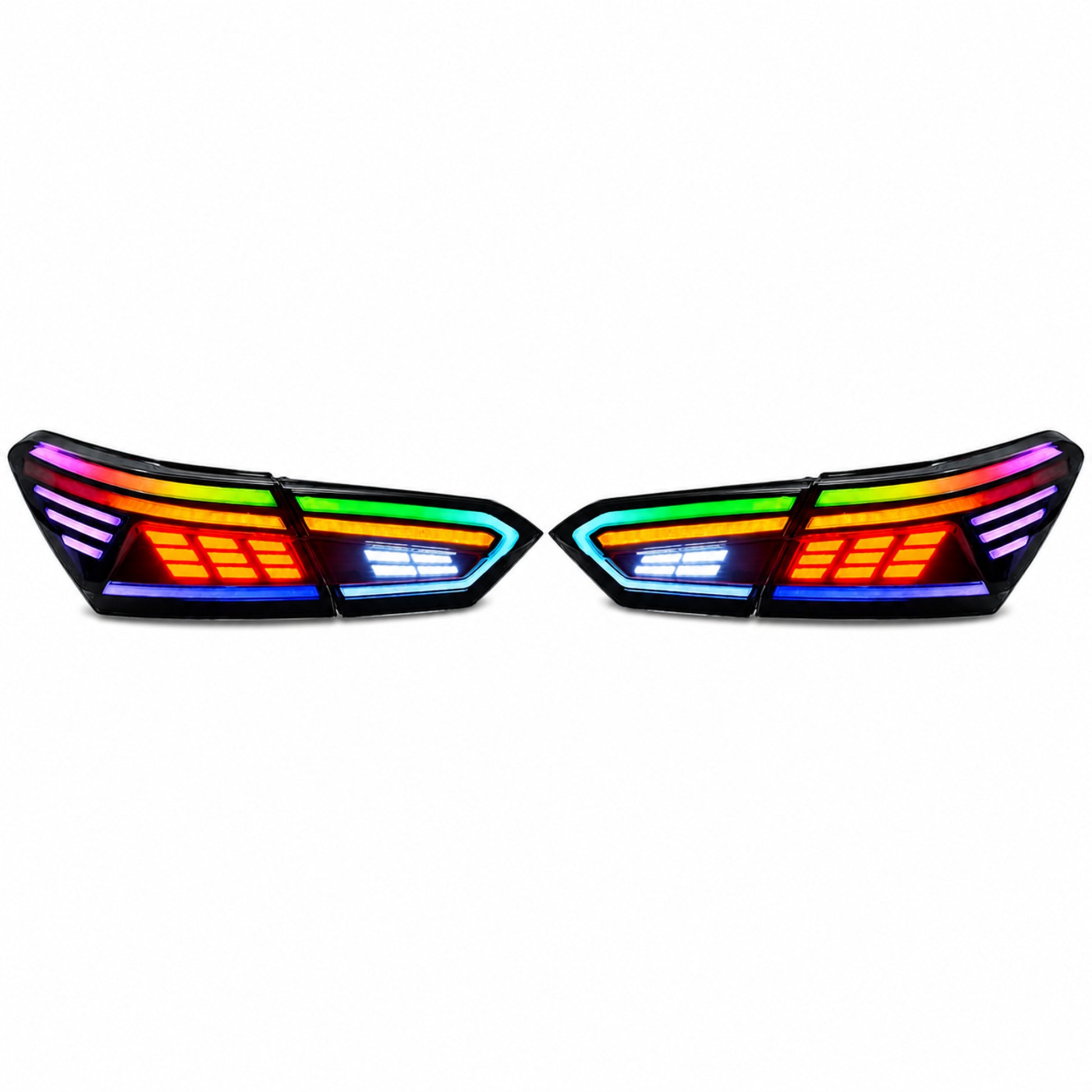 2018-2024 Toyota Camry 8th Gen Sequential LED Tail Lights — rectilinear RGB white background - T-CAM18-RC-SRGB
