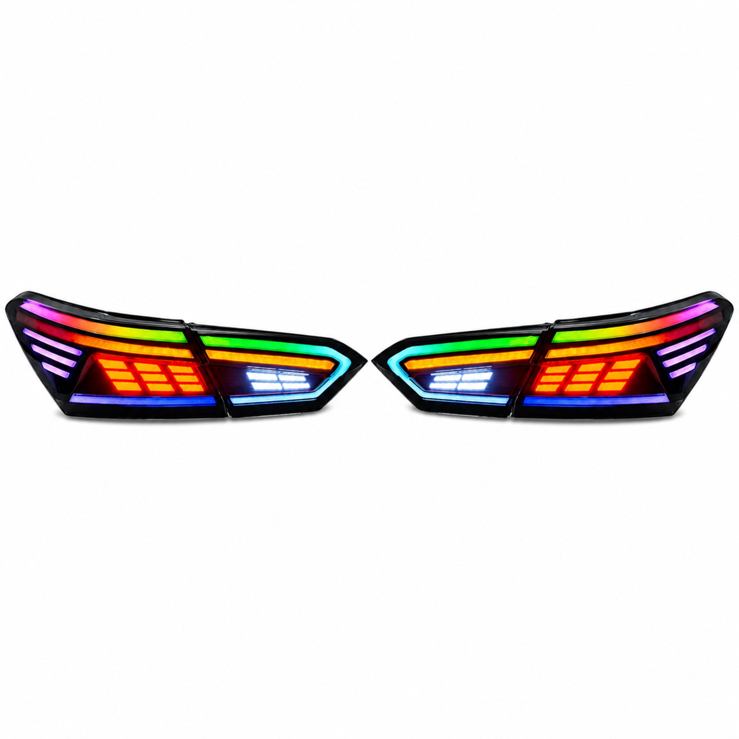 2018-2024 Toyota Camry 8th Gen Sequential LED Tail Lights — rectilinear RGB white background - T-CAM18-RC-SRGB
