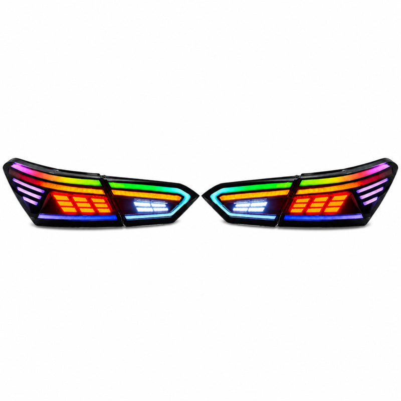 2018-2024 Toyota Camry 8th Gen Sequential LED Tail Lights — rectilinear RGB white background - T-CAM18-RC-SRGB