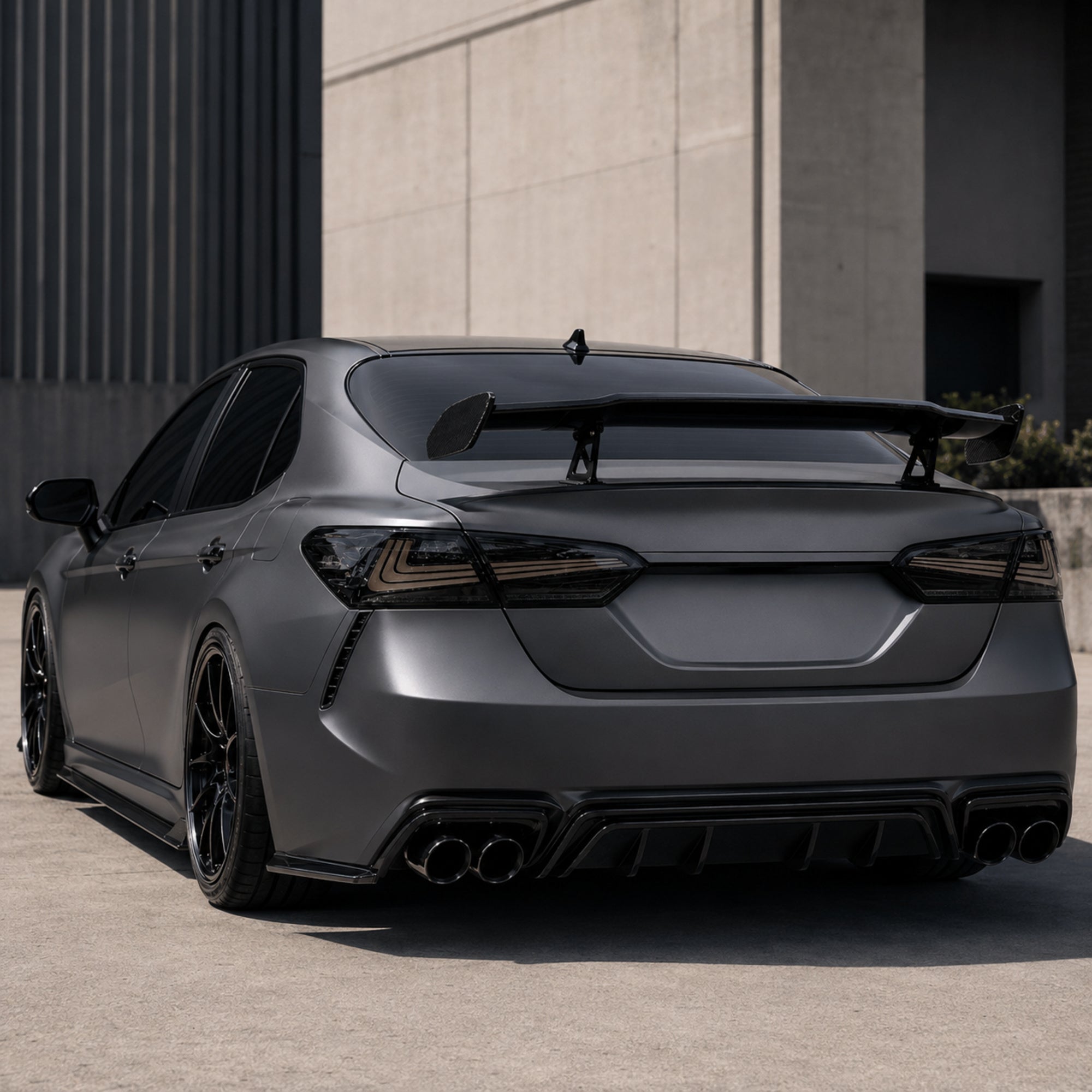 2018-2024 Toyota Camry 8th Gen Sequential LED Tail Lights — smoked red rectilinear daytime unlit rear look - T-CAM18-HL-SR