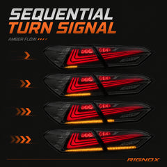 2018-2024 Toyota Camry 8th Gen Sequential LED Tail Lights — smoked red rectilinear sequential turn signal - T-CAM18-HL-SR