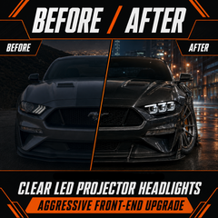 2015-2017 Ford Mustang S550 Pre-Facelift LED Triple Projector Headlights — clear LED projector before after 09 225184fa - H-MUS15