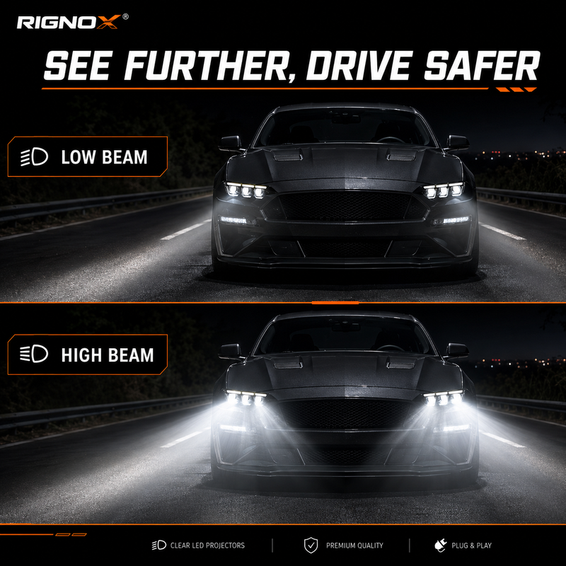 2015-2017 Ford Mustang S550 Pre-Facelift LED Triple Projector Headlights — clear LED projector low high beam 12 56a11e7c - H-MUS15