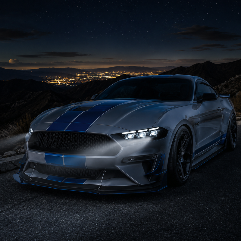 2015-2017 Ford Mustang S550 Pre-Facelift LED Triple Projector Headlights — clear LED projector mountain night 07 85e5215b - H-MUS15