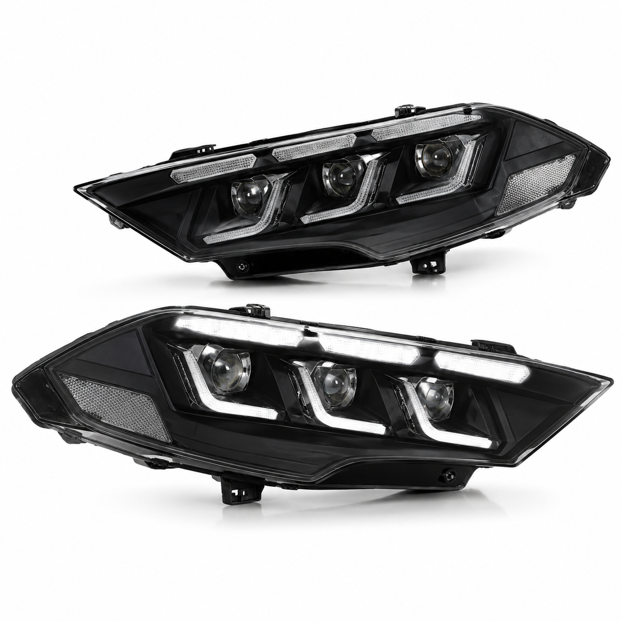 2015-2017 Ford Mustang S550 Pre-Facelift LED Projector Headlights | Triple Bar DRL
