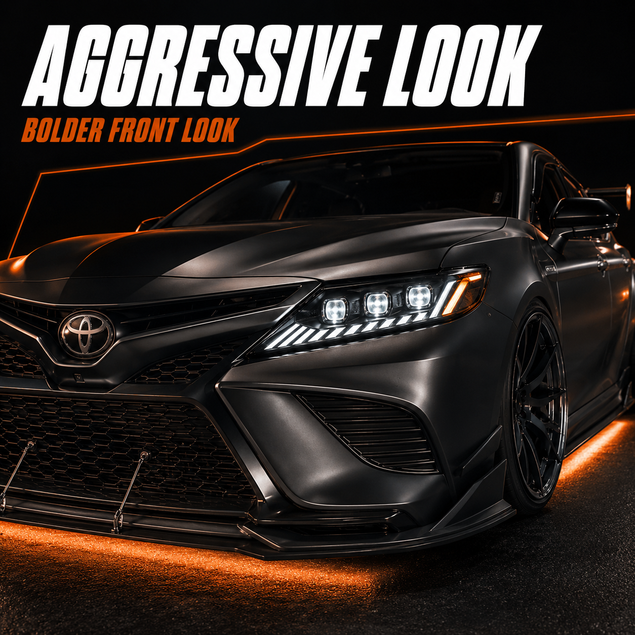 2018-2024 Toyota Camry LED Triple Projector Headlights — clear white aggressive look - H-CAM18-CW