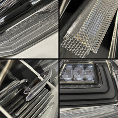 2018-2024 Toyota Camry 8th Gen Sequential LED Tail Lights Assembly — 4-Piece Set (Halo - Clear White) — Four-panel lens and LED detail close-ups — T-CAM18-HL-CW