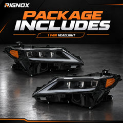 2018-2024 Toyota Camry LED Triple Projector Headlights — package includes  — H-CAM18-SWD-A
