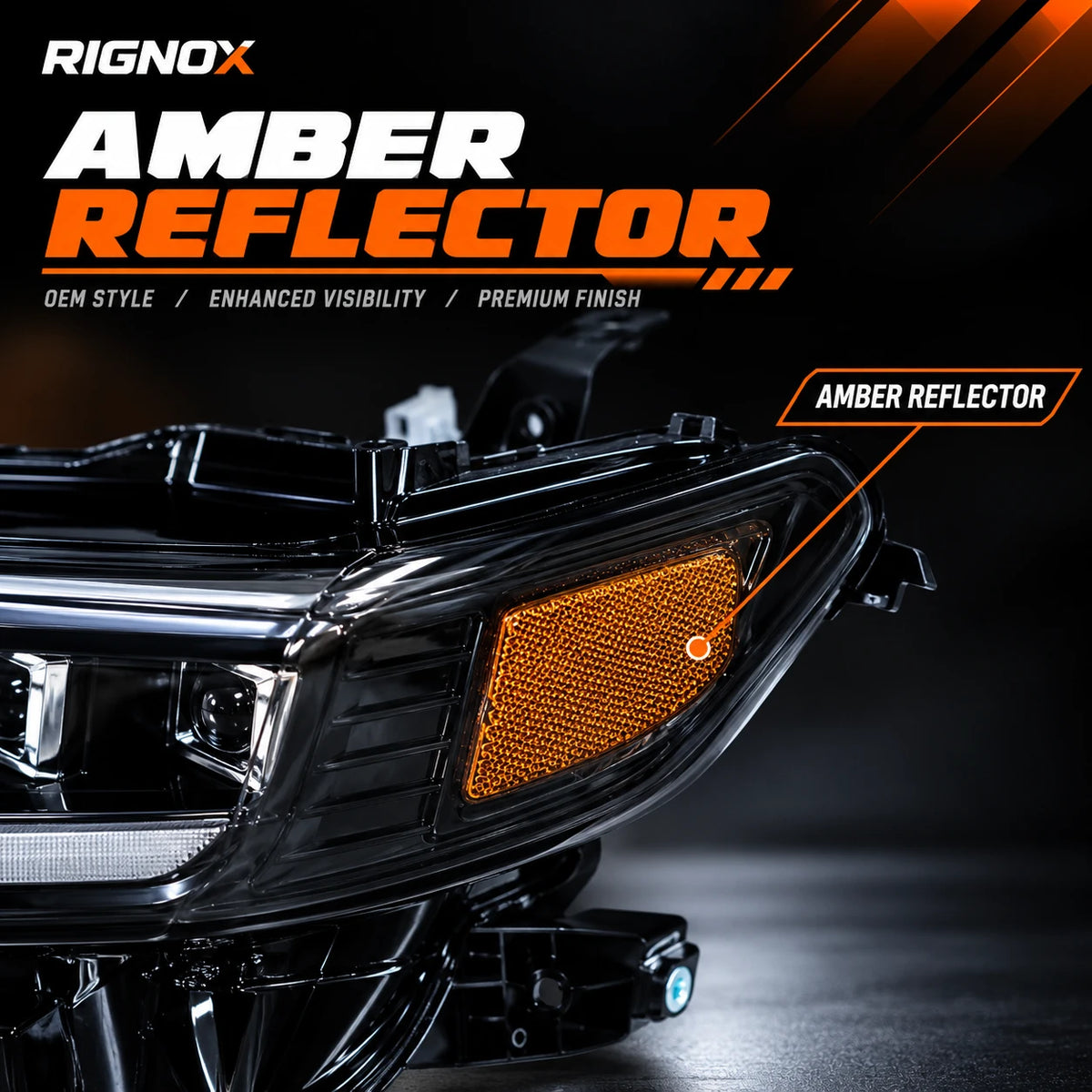2018-2024 Toyota Camry LED Triple Projector Headlights — amber reflector  — H-CAM18-SWD-A