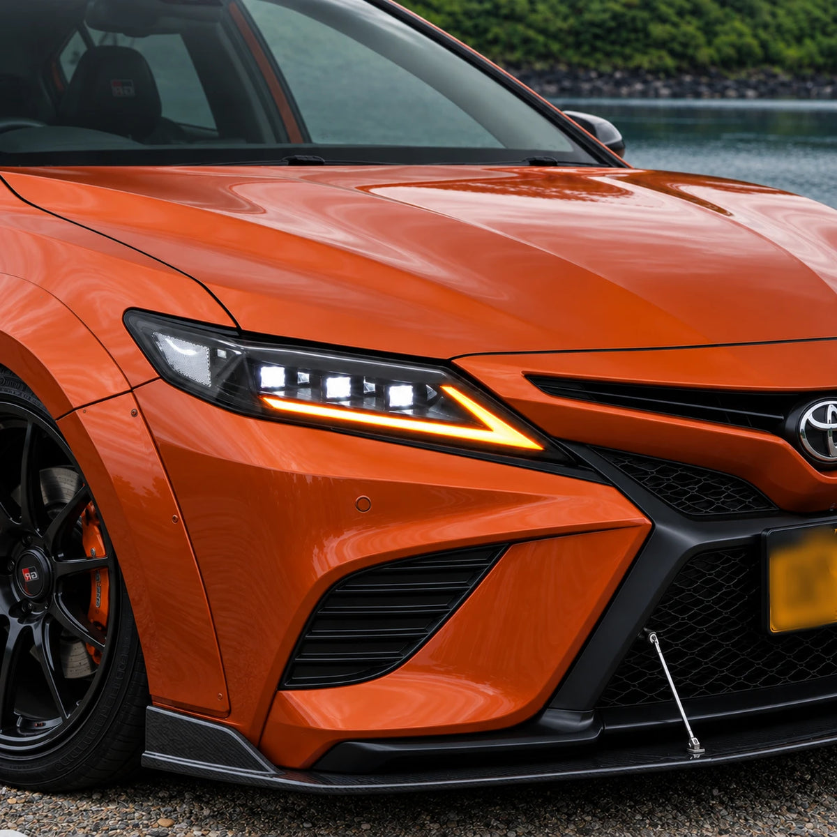2018-2024 Toyota Camry LED Triple Projector Headlights — lights-on in wild — H-CAM18-SWD-CW
