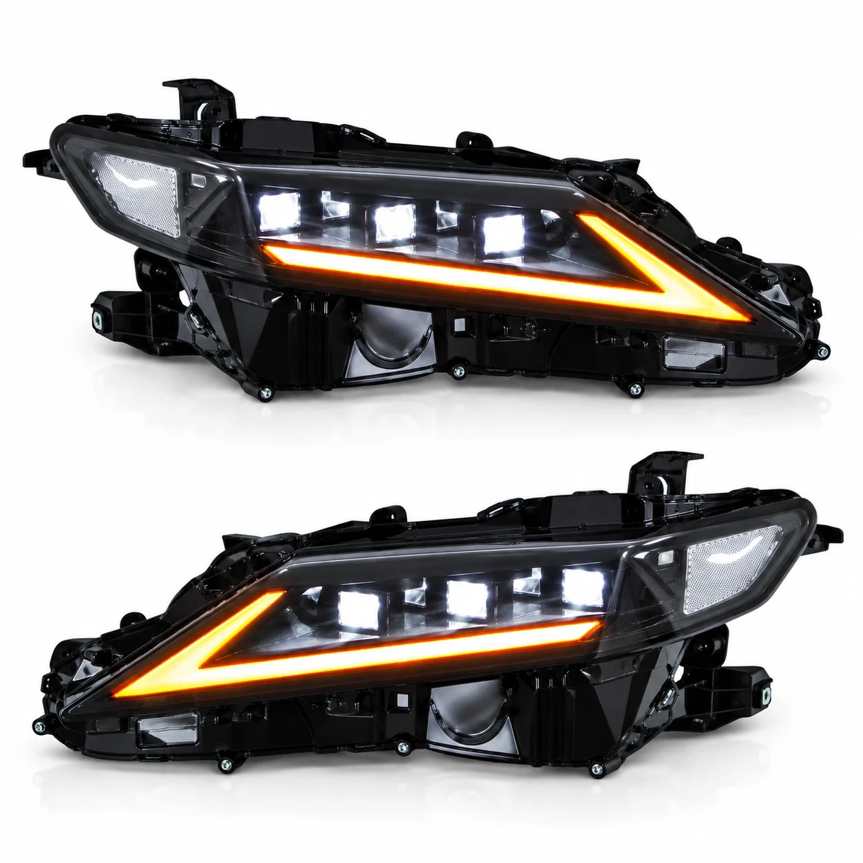 2018-2024 Toyota Camry LED Triple Projector Headlights — main product view — H-CAM18-SWD-CW
