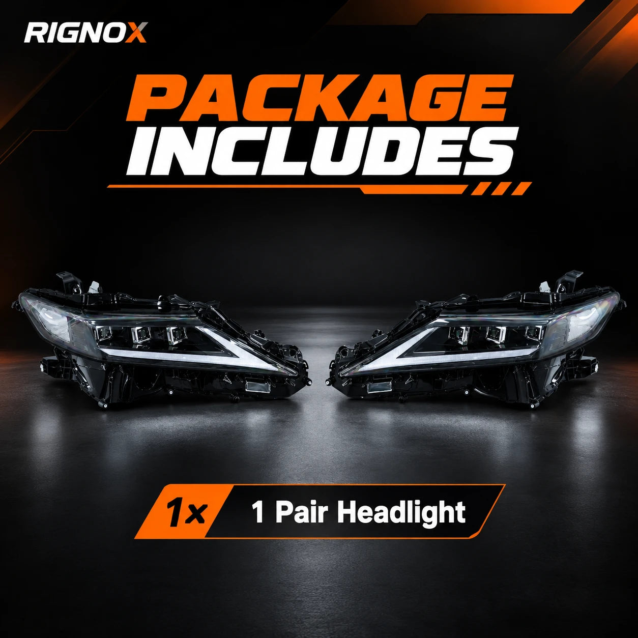 2018-2024 Toyota Camry LED Triple Projector Headlights — package includes — H-CAM18-SWD-CW
