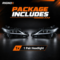 2018-2024 Toyota Camry LED Triple Projector Headlights — package includes — H-CAM18-SWD-CW