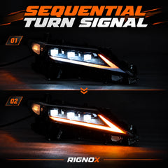 2018-2024 Toyota Camry LED Triple Projector Headlights — sequential turn signal — H-CAM18-SWD-CW