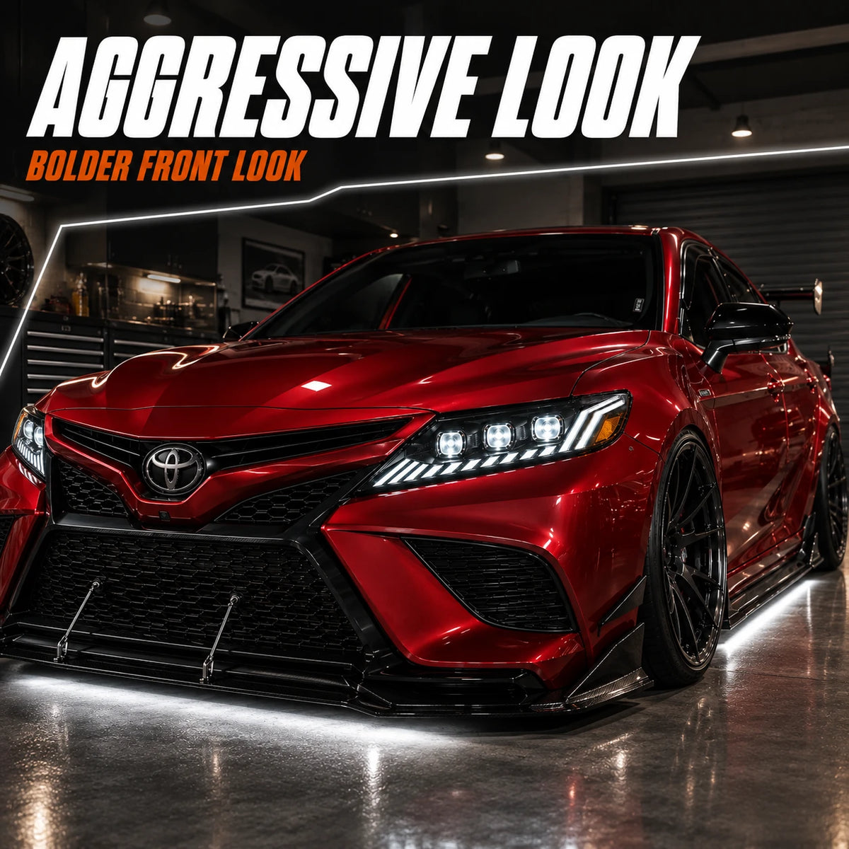 2018-2024 Toyota Camry LED Triple Projector Headlights — aggressive look — H-CAM18-CW