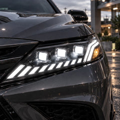 2018-2024 Toyota Camry LED Triple Projector Headlights — full LED close-up — H-CAM18-CW