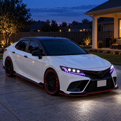 2018-2024 Toyota Camry LED Triple Projector Headlights — pinklight — H-CAM18-CRGB