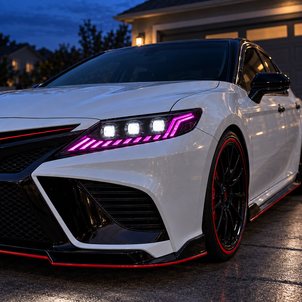 2018-2024 Toyota Camry LED Triple Projector Headlights — purplelight — H-CAM18-CRGB