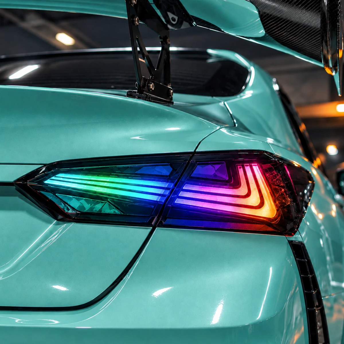 2018-2024 Toyota Camry 8th Gen Sequential LED Tail Lights — ultra close lens macro — T-CAM18-HL-SRGB
