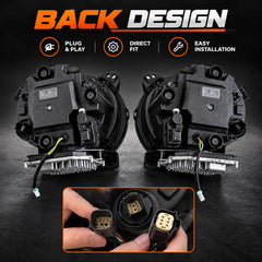 2018-2026 Jeep Wrangler JL & JLU LED Quad Projector Headlights Assembly — Pair — plug and play — H-WRA18