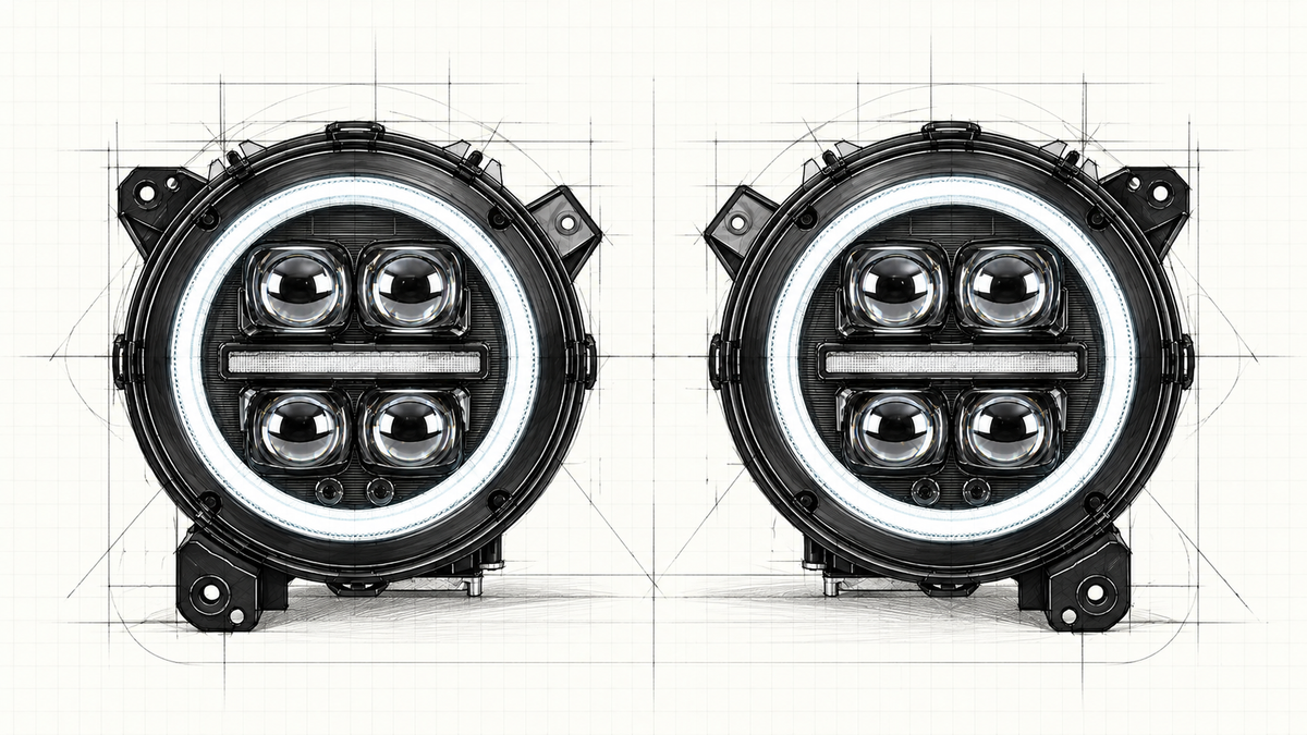 2018-2026 Jeep Wrangler JL / JLU & 2020-2026 Gladiator JT LED Quad Projector Headlights Assembly — Pair