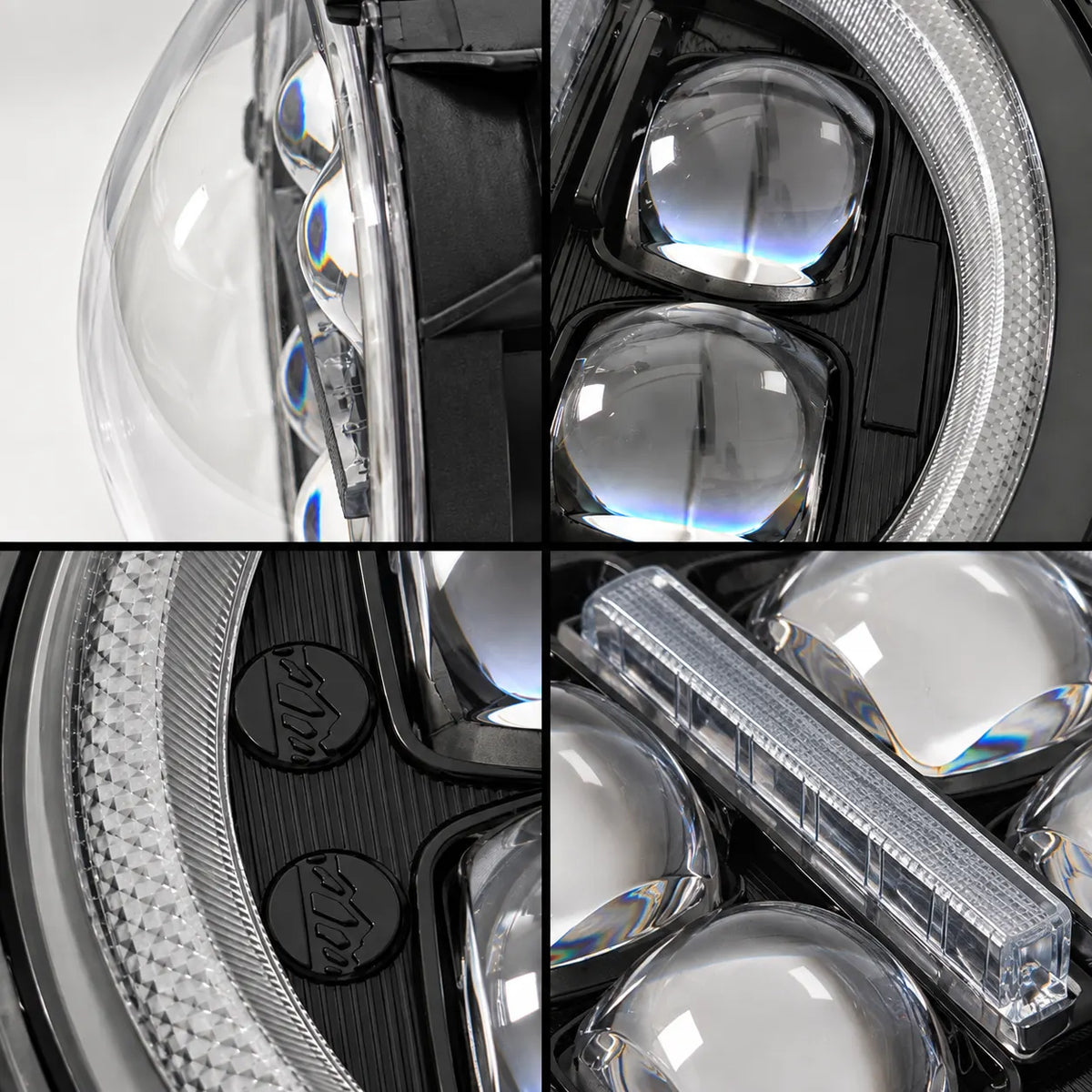 2018-2026 Jeep Wrangler JL & JLU LED Quad Projector Headlights Assembly — Pair — details — H-WRA18