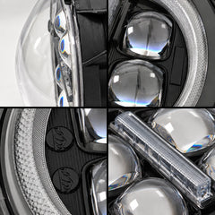 2018-2026 Jeep Wrangler JL & JLU LED Quad Projector Headlights Assembly — Pair — details — H-WRA18