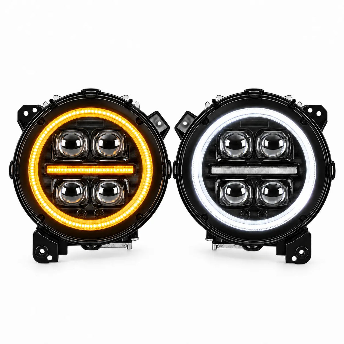 2018-2026 Jeep Wrangler JL & JLU LED Quad Projector Headlights Assembly — Pair — main — H-WRA18