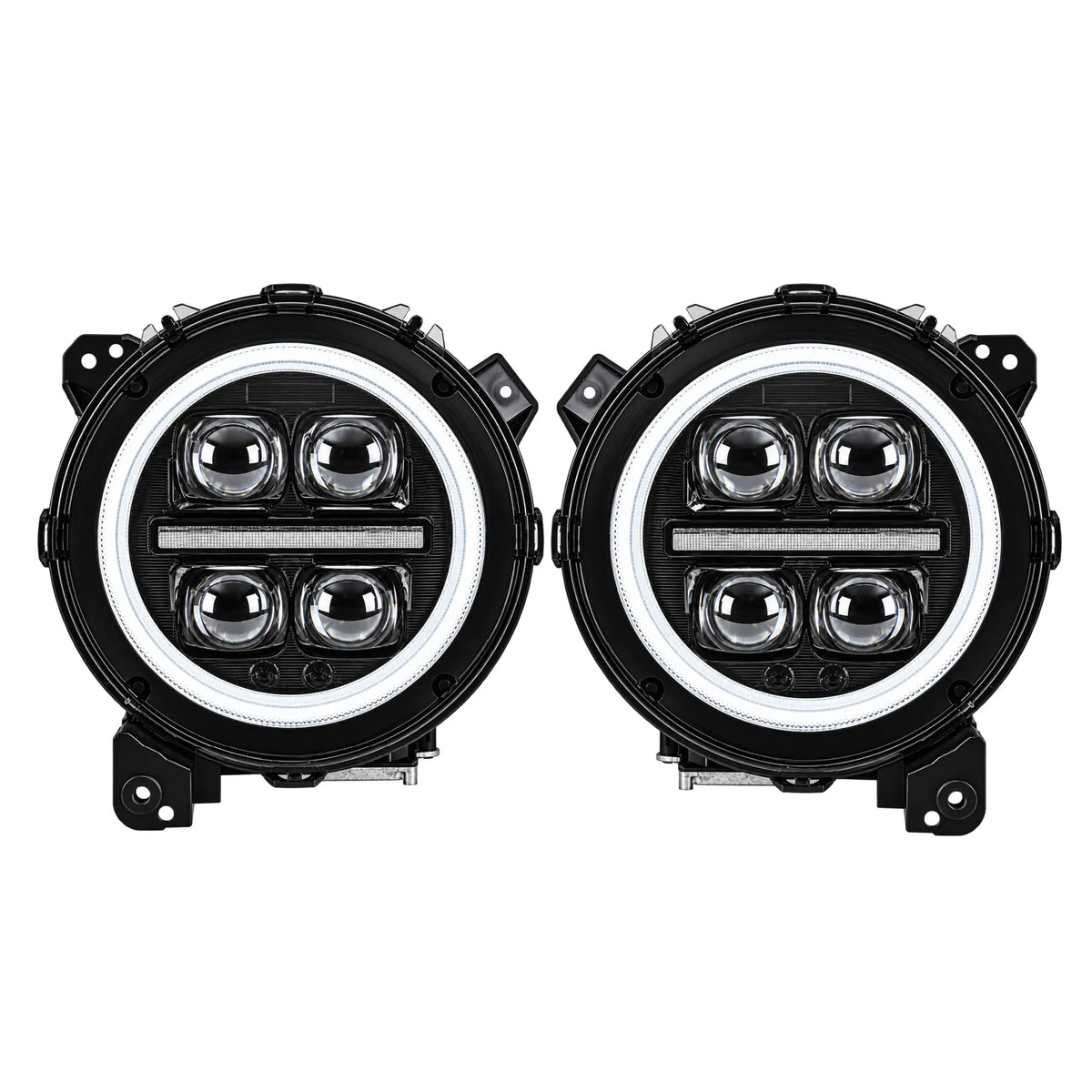 2018-2026 Jeep Wrangler JL & JLU LED Quad Projector Headlights Assembly — Pair — main — H-WRA18