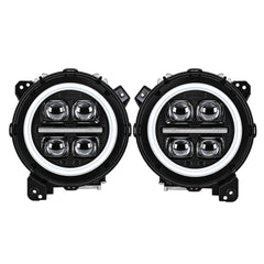 2018-2026 Jeep Wrangler JL & JLU LED Quad Projector Headlights Assembly — Pair — main — H-WRA18