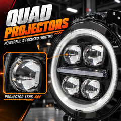 2018-2026 Jeep Wrangler JL & JLU LED Quad Projector Headlights Assembly — Pair — quad projectors — H-WRA18