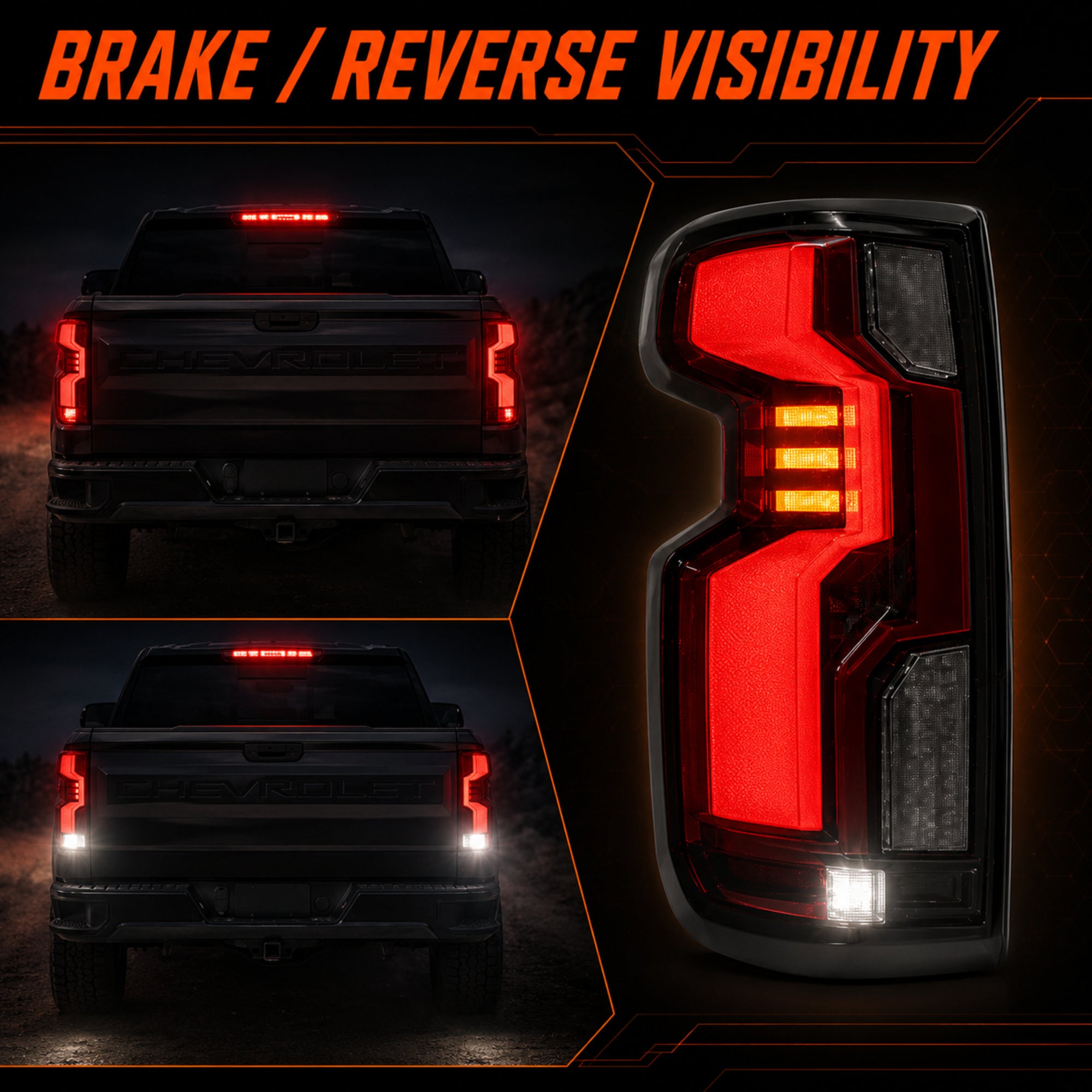 2019-2023 Chevrolet Silverado 1500 Sequential LED Tail Lights — smoke red halo sequential function10 - T-SILV19-SR