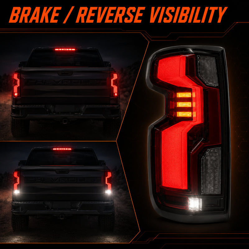 2019-2023 Chevrolet Silverado 1500 Sequential LED Tail Lights — smoke red halo sequential function10 - T-SILV19-SR