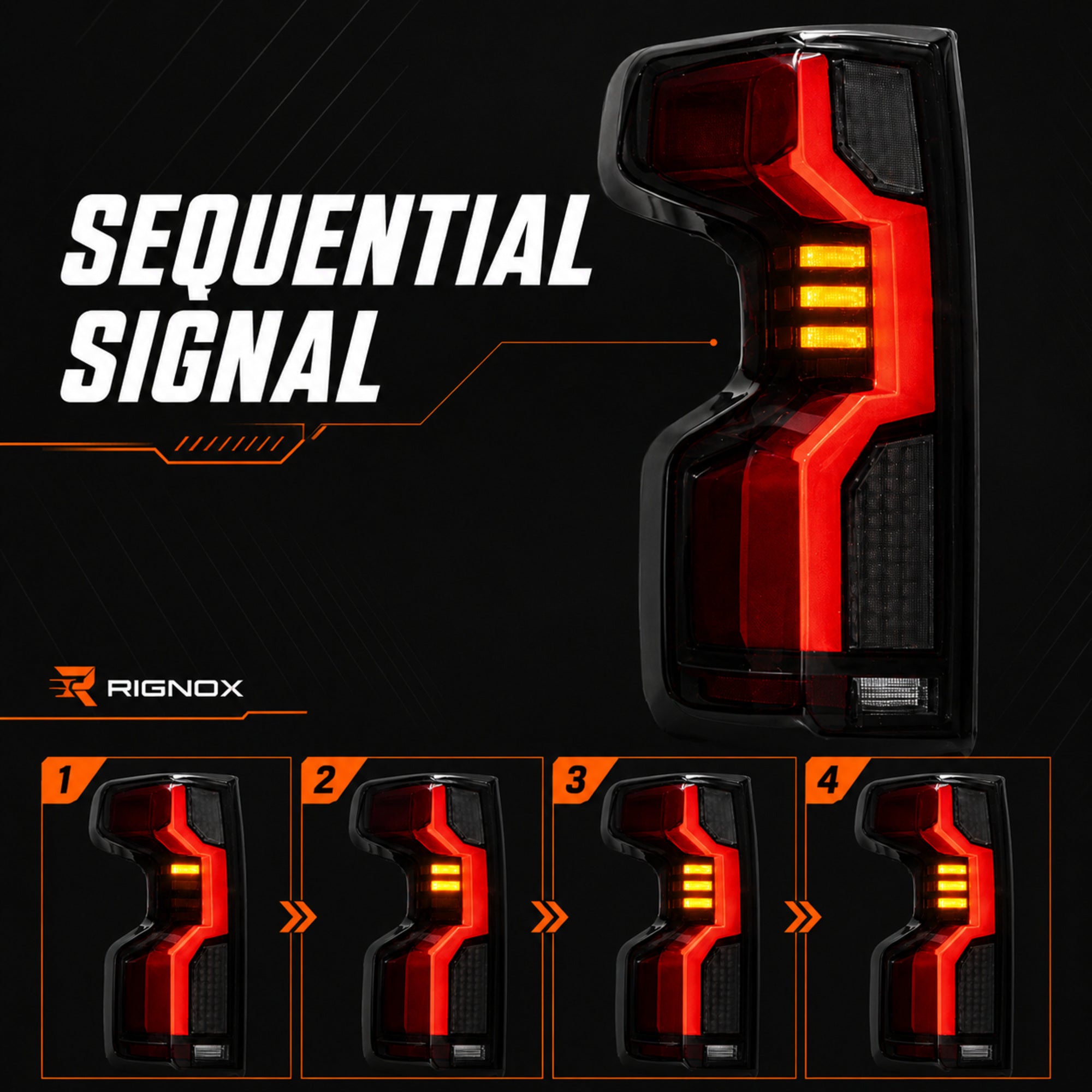 2019-2023 Chevrolet Silverado 1500 Sequential LED Tail Lights — smoke red halo sequential function11 - T-SILV19-SR