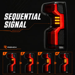 2019-2023 Chevrolet Silverado 1500 Sequential LED Tail Lights — smoke red halo sequential function11 - T-SILV19-SR