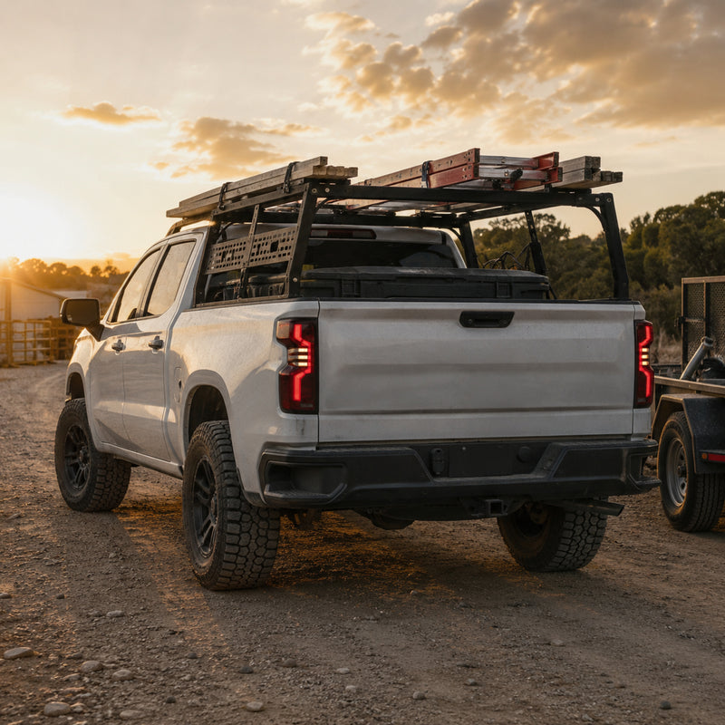 2019-2023 Chevrolet Silverado 1500 Sequential LED Tail Lights — smoke red halo sequential scene08 - T-SILV19-SR
