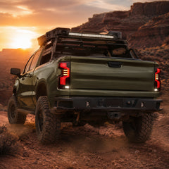 2019-2023 Chevrolet Silverado 1500 Sequential LED Tail Lights — smoke red halo sequential scene09 - T-SILV19-SR