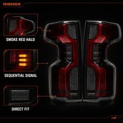 2019-2023 Chevrolet Silverado 1500 Sequential LED Tail Lights — smoke red halo sequential supplement16 - T-SILV19-SR
